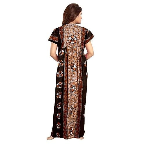 KBNBJ 100% Cotton Nighty for Women || Long Length Printed Nighty/Maxi/Night Gown/Night Dress/Nightwear Inner & Sleepwear for Women's (Combo Pack of 2)(Brown & Blue) - Image 3
