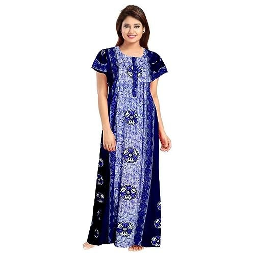 KBNBJ 100% Cotton Nighty for Women || Long Length Printed Nighty/Maxi/Night Gown/Night Dress/Nightwear Inner & Sleepwear for Women's (Combo Pack of 2)(Brown & Blue) - Image 4