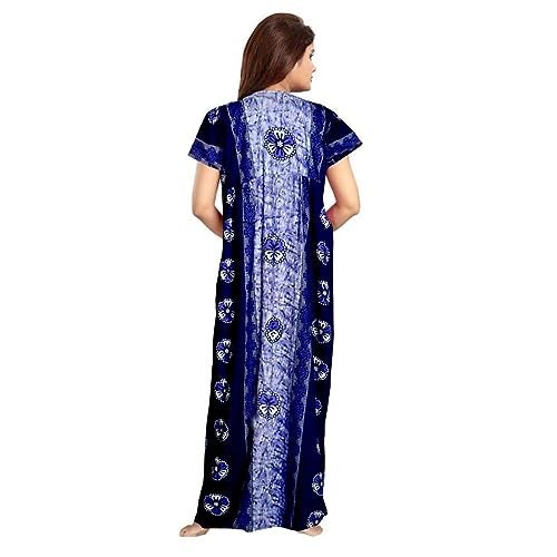 KBNBJ 100% Cotton Nighty for Women || Long Length Printed Nighty/Maxi/Night Gown/Night Dress/Nightwear Inner & Sleepwear for Women's (Combo Pack of 2)(Brown & Blue) - Image 5