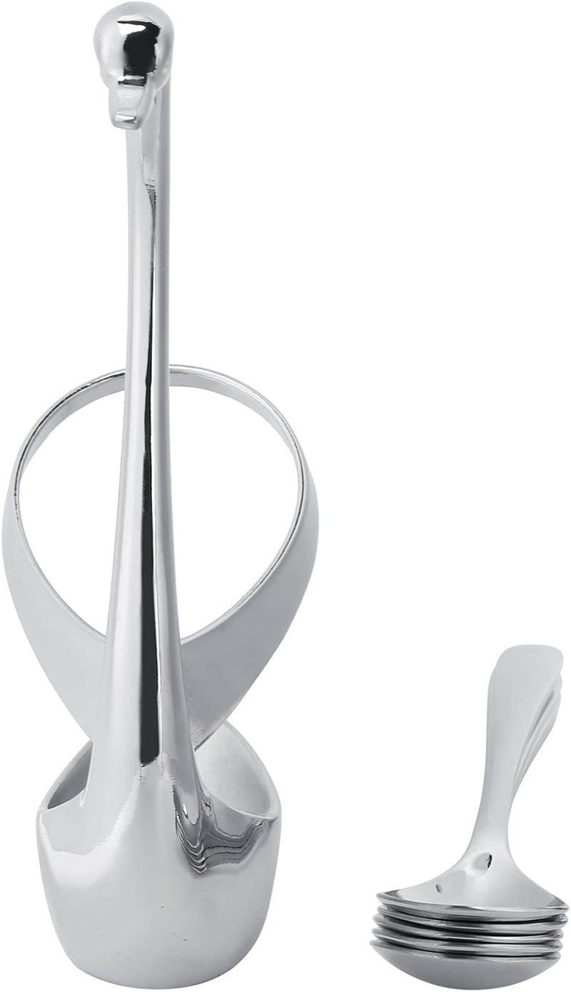 Mirror Polished Kitchen Spoon Set in Swan Shape Rack Perfect for Desserts and Coffee Stirring At Cafeterias - Image 5