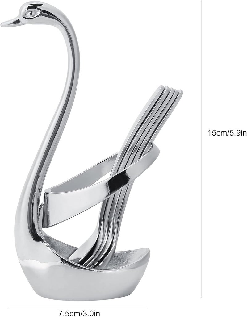 Mirror Polished Kitchen Spoon Set in Swan Shape Rack Perfect for Desserts and Coffee Stirring At Cafeterias - Image 4