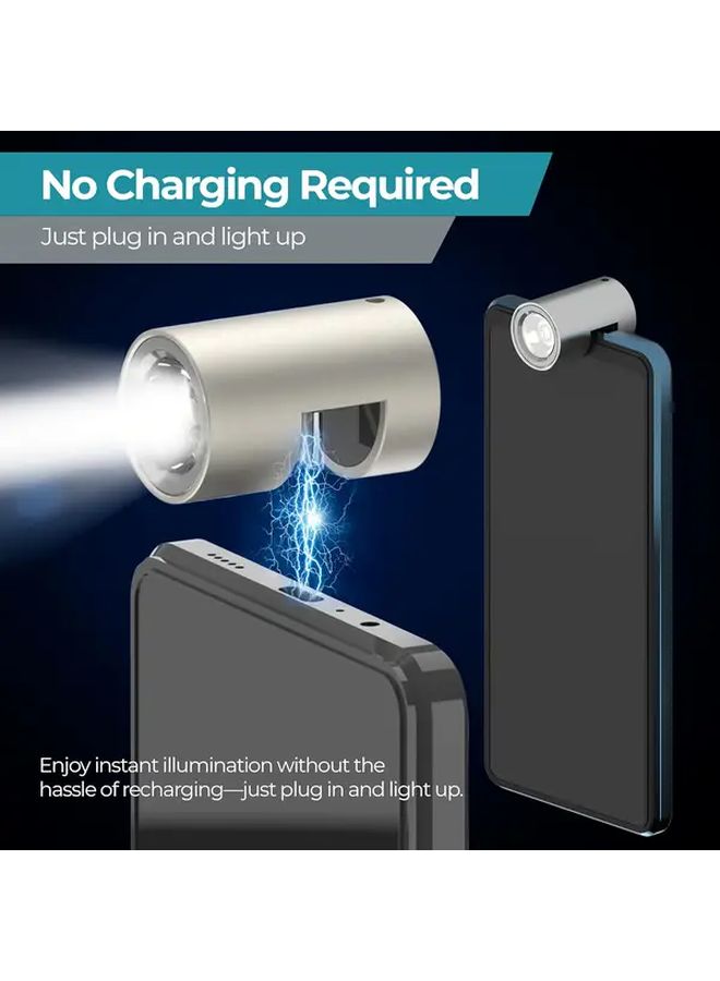 مفتاح LED صغير لحمل الهاتف من نوع USB-C، مصباح جيب قابل لإعادة الشحن للإدخال المباشر واستخدام اليدين الحرتين. - Image 1