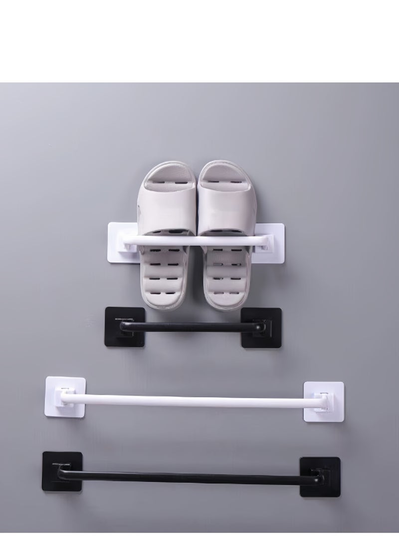 2PC Wall Mounted Towel Holder – Self-Adhesive Bathroom/Kitchen Towel Bar, Flip-Flop Hanger, Organizer Rack (Black L 34cm ×2)  - Image 3