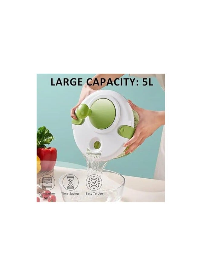 5L Salad Spinner with Easy-Clean Design –  for Fresh, Crispy Vegetables and Fruits, Dishwasher Safe - Image 4