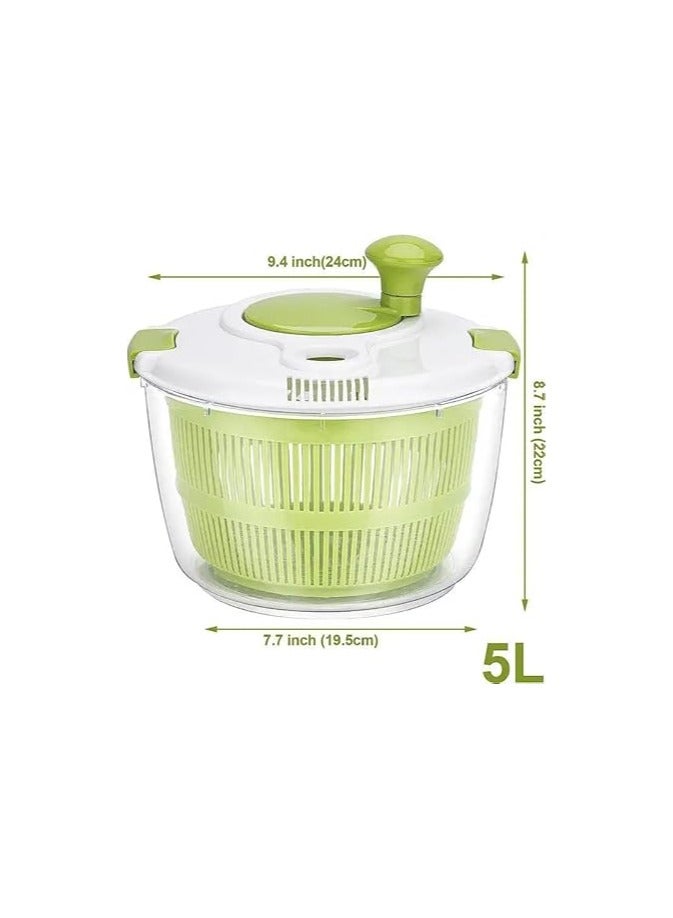5L Salad Spinner with Easy-Clean Design –  for Fresh, Crispy Vegetables and Fruits, Dishwasher Safe - Image 2