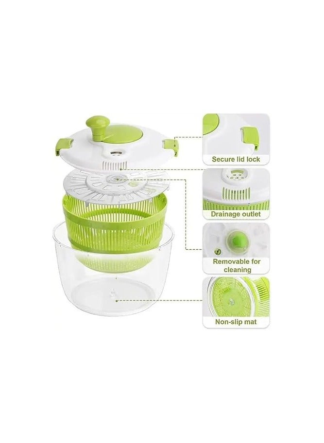 5L Salad Spinner with Easy-Clean Design –  for Fresh, Crispy Vegetables and Fruits, Dishwasher Safe - Image 3