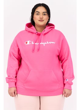 Champion Women Plus Size Long Sleeves Outdoor Hooded Sweatshirt, Pink  - Image 1