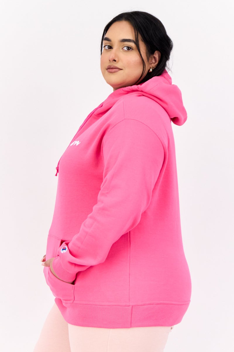 Champion Women Plus Size Long Sleeves Outdoor Hooded Sweatshirt, Pink  - Image 4