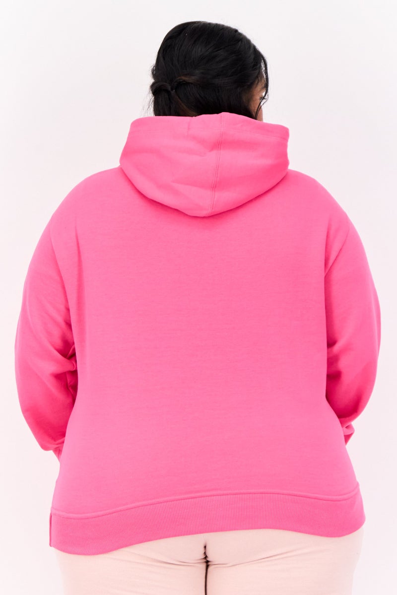 Champion Women Plus Size Long Sleeves Outdoor Hooded Sweatshirt, Pink  - Image 3