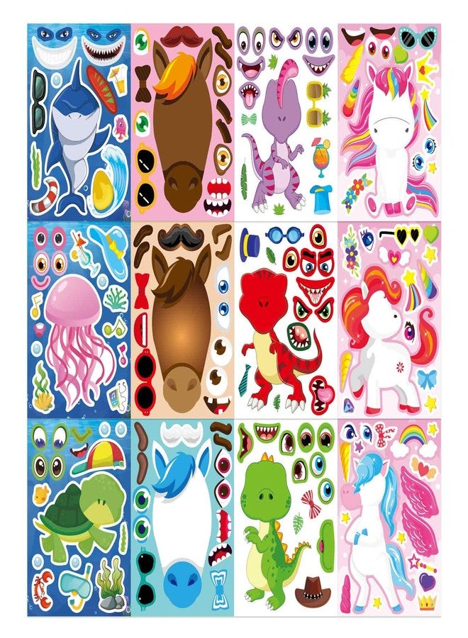 OTAITY 24 Sheets Make a Face Stickers for Kids Toddlers, Make Your Own Animal Mix and Match Sticker Sheets with Sea Animals Horses Dinosaurs Unicorns for Kids Crafts Party Favors Goodie Bags Stuffers - Image 1
