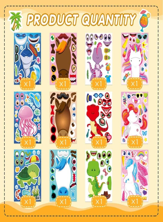 OTAITY 24 Sheets Make a Face Stickers for Kids Toddlers, Make Your Own Animal Mix and Match Sticker Sheets with Sea Animals Horses Dinosaurs Unicorns for Kids Crafts Party Favors Goodie Bags Stuffers - Image 3