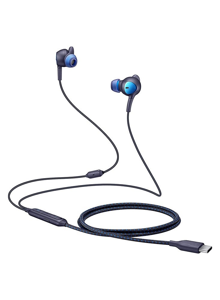 سماعات أذن سلكية من النوع C مع ميكروفون قابل للفصل متوافقة مع أجهزة الكمبيوتر المحمول والأجهزة المحمولة - أسود - Image 2