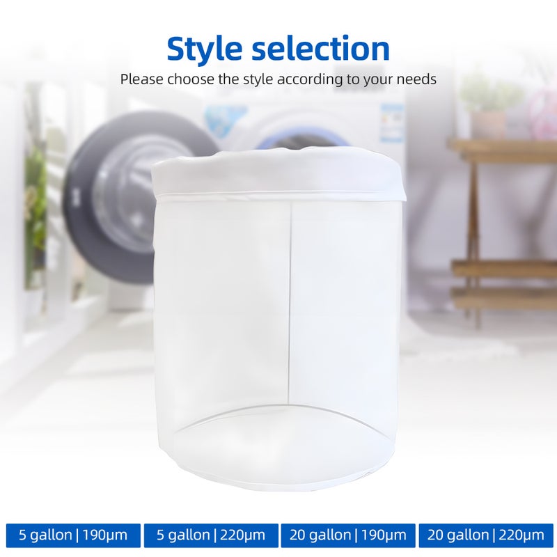Mesh Bags: 5 Gallon Nylon Fabric With 190μm/220μm Filter Holes - Durable Double Stitching, Foldable & Portable Multifunctional Bags For Laundry, Travel, Aquarium Filtration - Image 2