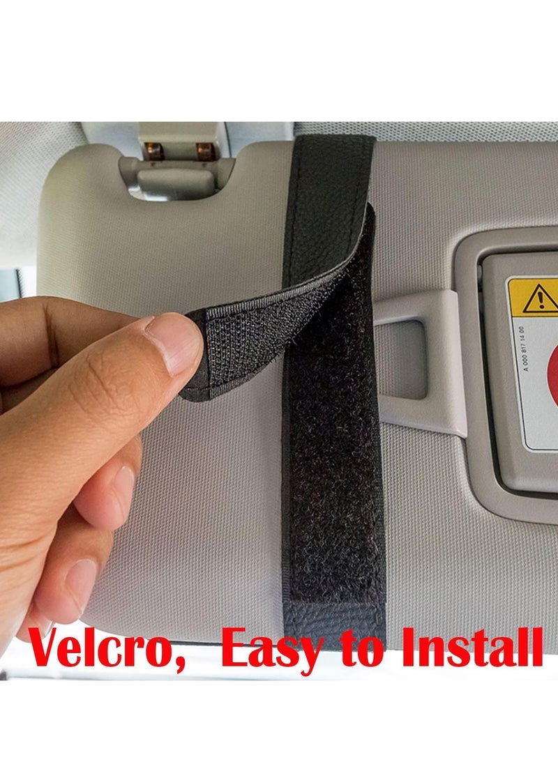 RATSAW Car Sun Visor Organizer Car Sun Visor Storage Pouch Multi-Pocket Leather Organizer Bag Car Card Glasses Storage Clip Pen Holder Auto Interior Accessory Sunglass Holder for Car Black  - Image 4