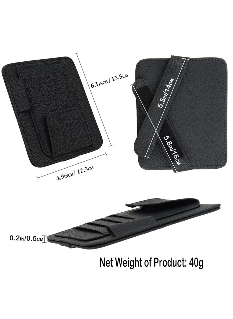 RATSAW Car Sun Visor Organizer Car Sun Visor Storage Pouch Multi-Pocket Leather Organizer Bag Car Card Glasses Storage Clip Pen Holder Auto Interior Accessory Sunglass Holder for Car Black  - Image 5