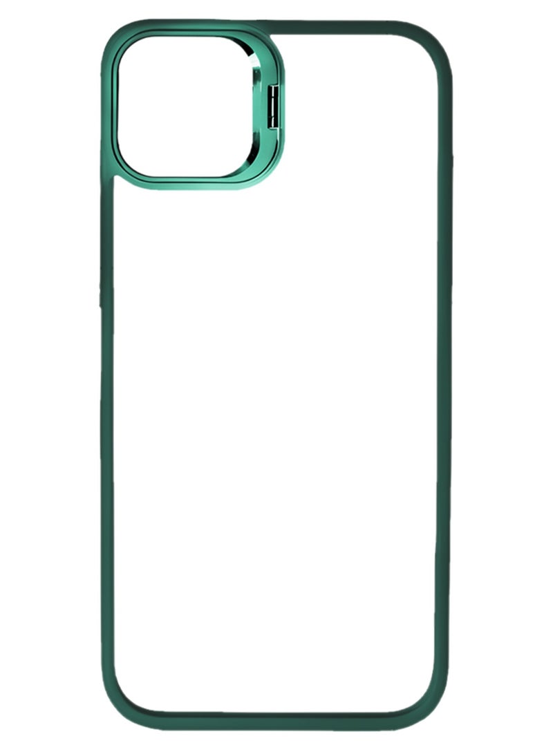 CATANES Transparent Case Cover with Flip Bracket Stand for iPhone 15 Plus – Shockproof Clear Back Cover with Lens Protection - Green - Image 2
