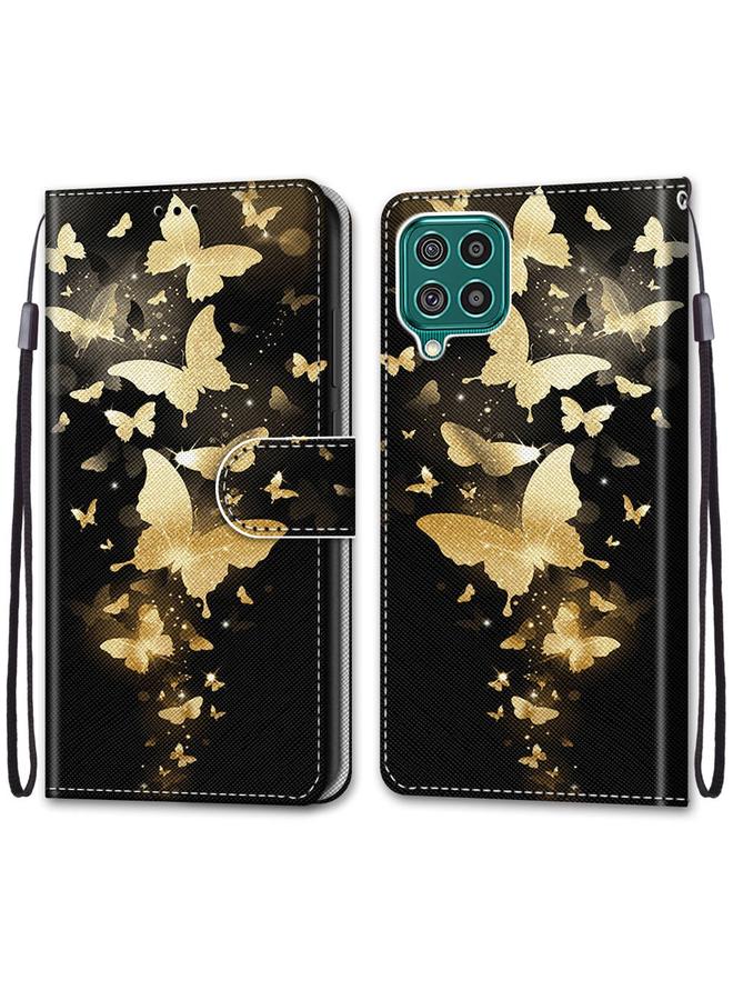 اس-توب جراب لهاتف Samsung Galaxy F62 / M62، جراب جلدي من البولي يوريثان قابل للطي أفقيًا بتصميم متقاطع ملون مع حامل وفتحات للبطاقات ومحفظة وحبل تعليق - Image 2