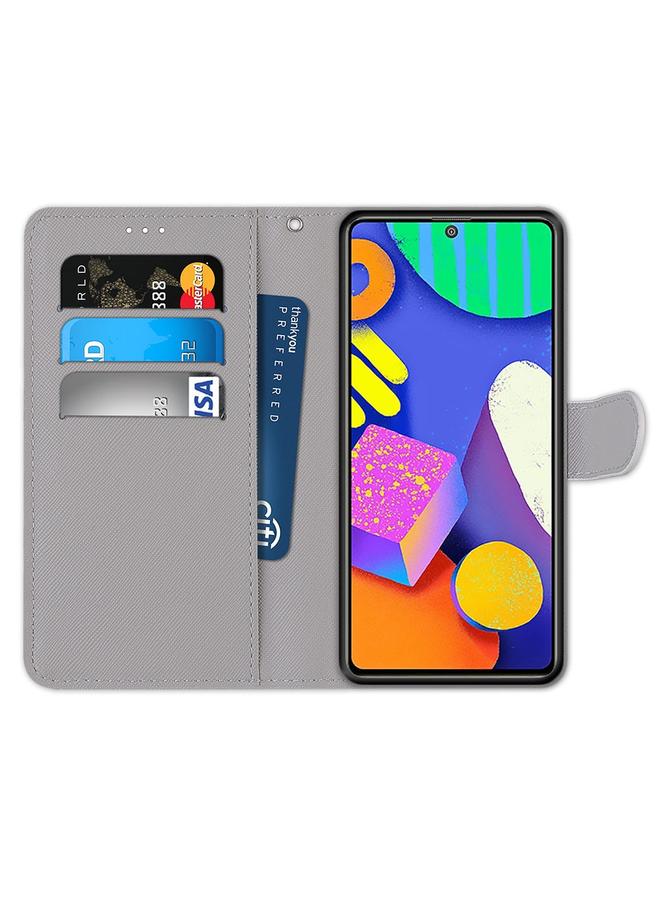 اس-توب جراب لهاتف Samsung Galaxy F62 / M62، جراب جلدي من البولي يوريثان قابل للطي أفقيًا بتصميم متقاطع ملون مع حامل وفتحات للبطاقات ومحفظة وحبل تعليق - Image 3