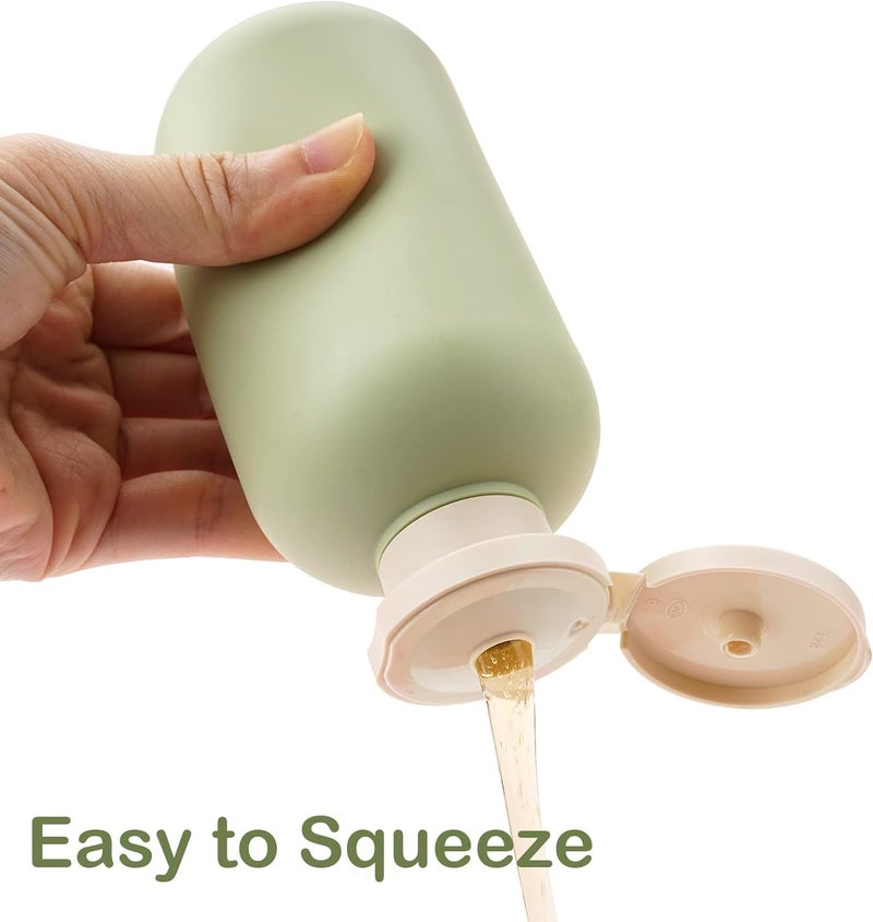 PiyuBind Travel Bottles Set For Toiletries Travel Size Containers Leak Proof Silicone Squeezable Spray Bottles Jars For Women Men, For Shampoo Lotion Body Wash (300ml - Green (2)) - Image 4