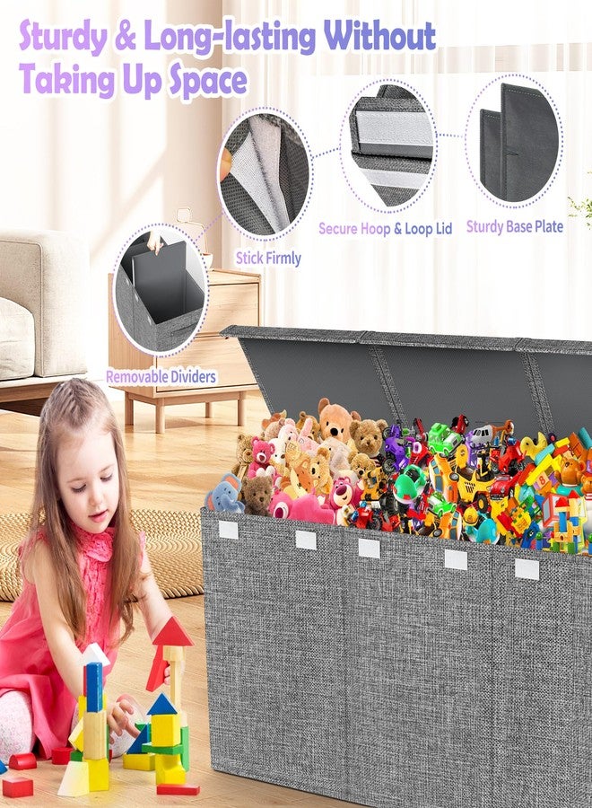 Mabahoo Extra Large Toy Box Chest with Lids, Collapsible Sturdy Kids Toy Storage Organizer Boxes for Boys Girls, 40"x14"x16", Toybox Storage Bins Basket for Living Room, Bedroom, Nursery, Gray - Image 4