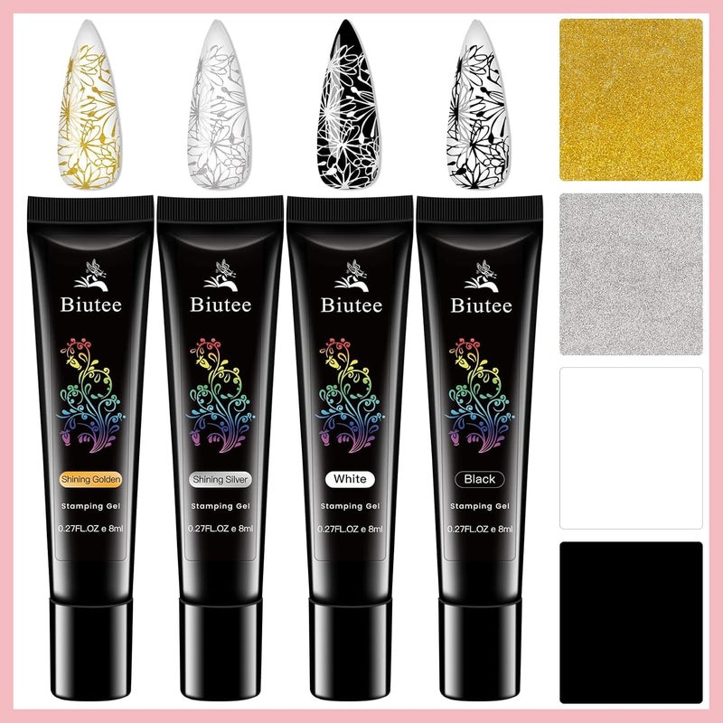 SEISSO Stamping Nail Polish Gels, 12 Colors Stamping Gels 0.25 Fl Oz Soak Off Printed Gel UV Stamp Nail Gel for Nail Stamp Plate Stamper DIY Nail Art Design - Image 5