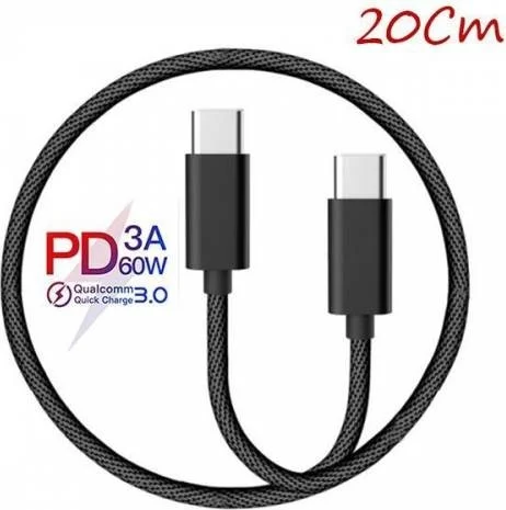 بولهاموبيل Polham USB Type C Input 20cm Type C To Type C 60W Super Fast Charging and More Cable,