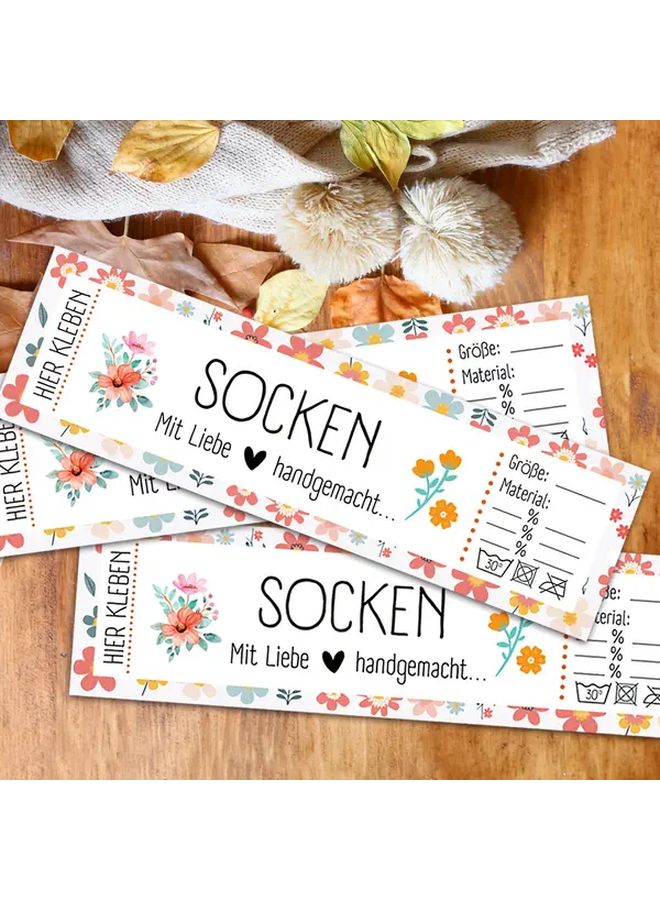 12pcs Socken Sock Labels And Dot Glue Packaging Cards For Stockings Shoe Wrap Tags German Language - Image 1