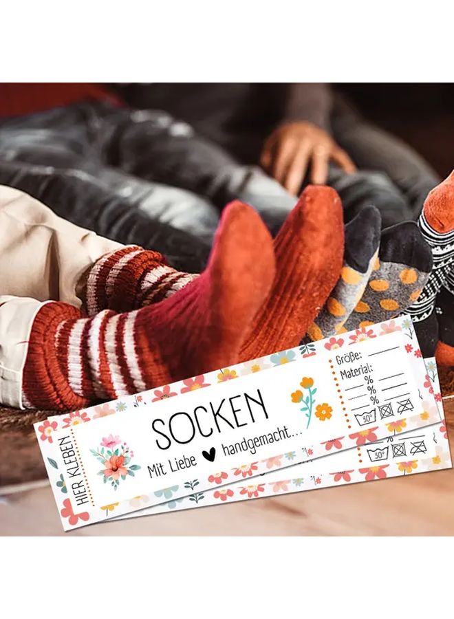 12pcs Socken Sock Labels And Dot Glue Packaging Cards For Stockings Shoe Wrap Tags German Language - Image 5