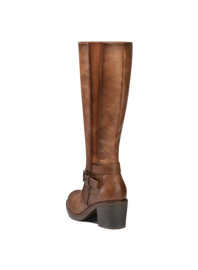 mysoft Women's Knee High Boots Chunky Block Heels with Side Zipper and Stretchy Elastic Panels - Image 5