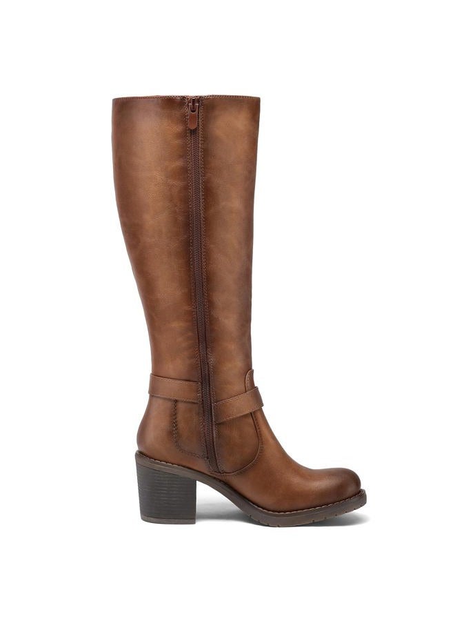 mysoft Women's Knee High Boots Chunky Block Heels with Side Zipper and Stretchy Elastic Panels - Image 3