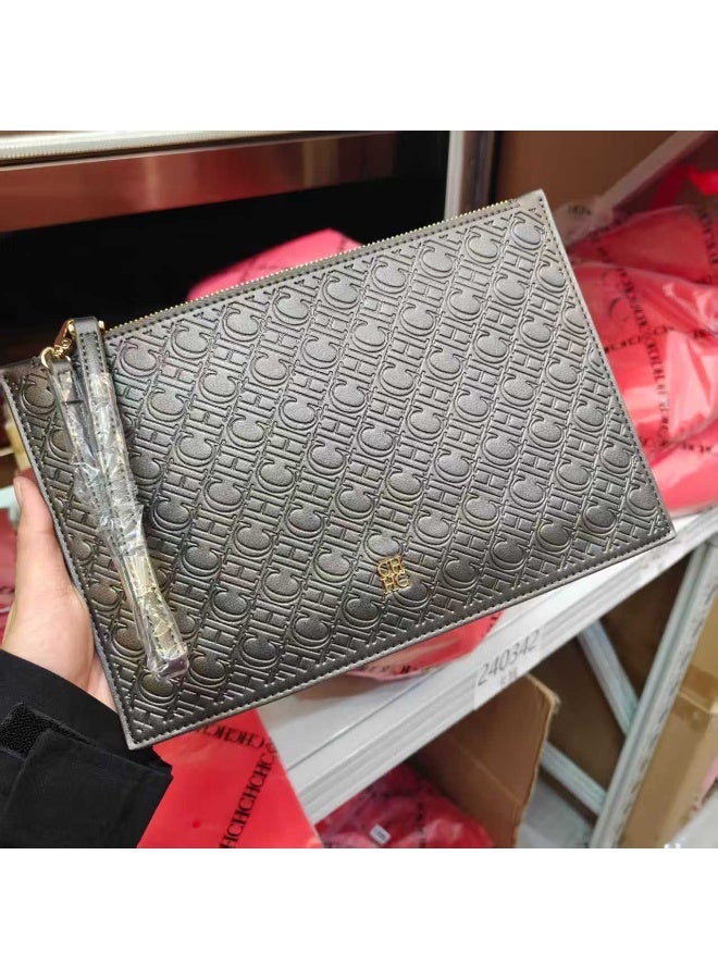 CAROLINA HERRERA Women's Premium Business Clutch - Embossed Letter, Sturdy Zipper & Adjustable Wrist Strap - Image 1