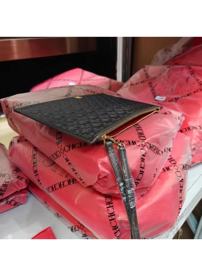 CAROLINA HERRERA Women's Premium Business Clutch - Embossed Letter, Sturdy Zipper & Adjustable Wrist Strap - Image 4