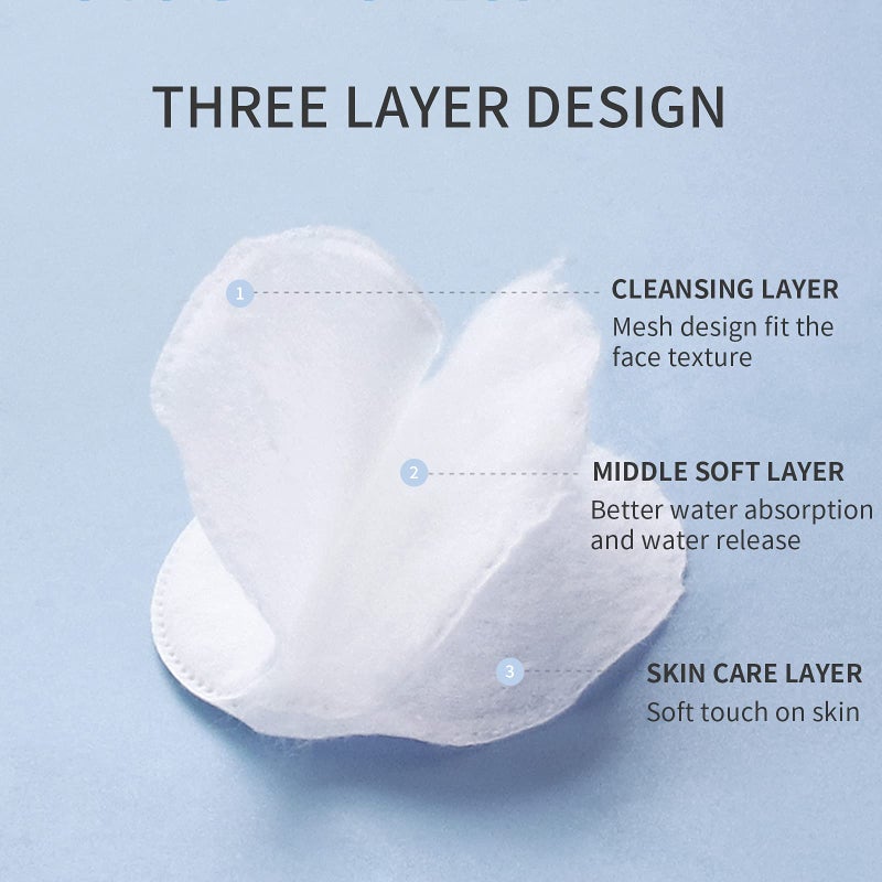 MSQ Cotton Rounds (300 Count), Makeup Remover Pads, Face Cotton Pads, Facial Cleansing Round Cotton Pads, Lint-Free - Image 4