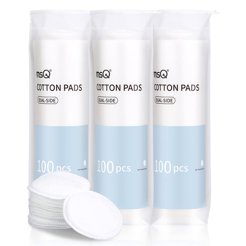 MSQ Cotton Rounds (300 Count), Makeup Remover Pads, Face Cotton Pads, Facial Cleansing Round Cotton Pads, Lint-Free - Image 1