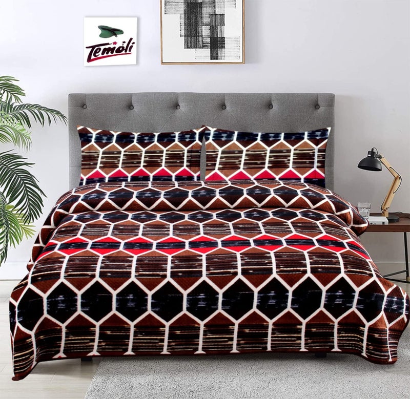 Temoli Flannel King Size Warm Bedsheets For Winter, 210 TC Winter Bedsheets For King Size Bed With 2 Pillow Covers. 250X250Cm (Multicolour) - Image 1