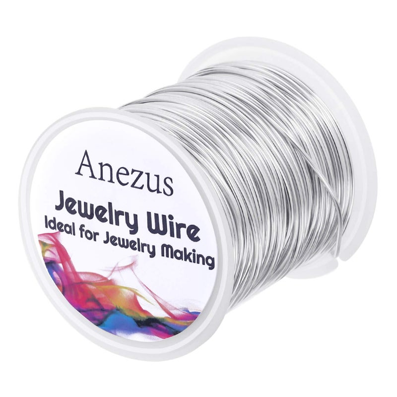 Anezus Craft Wire - Tarnish Resistant Copper Beading Wire for Jewelry Making Supplies (Silver, 18 Gauge) - Image 1