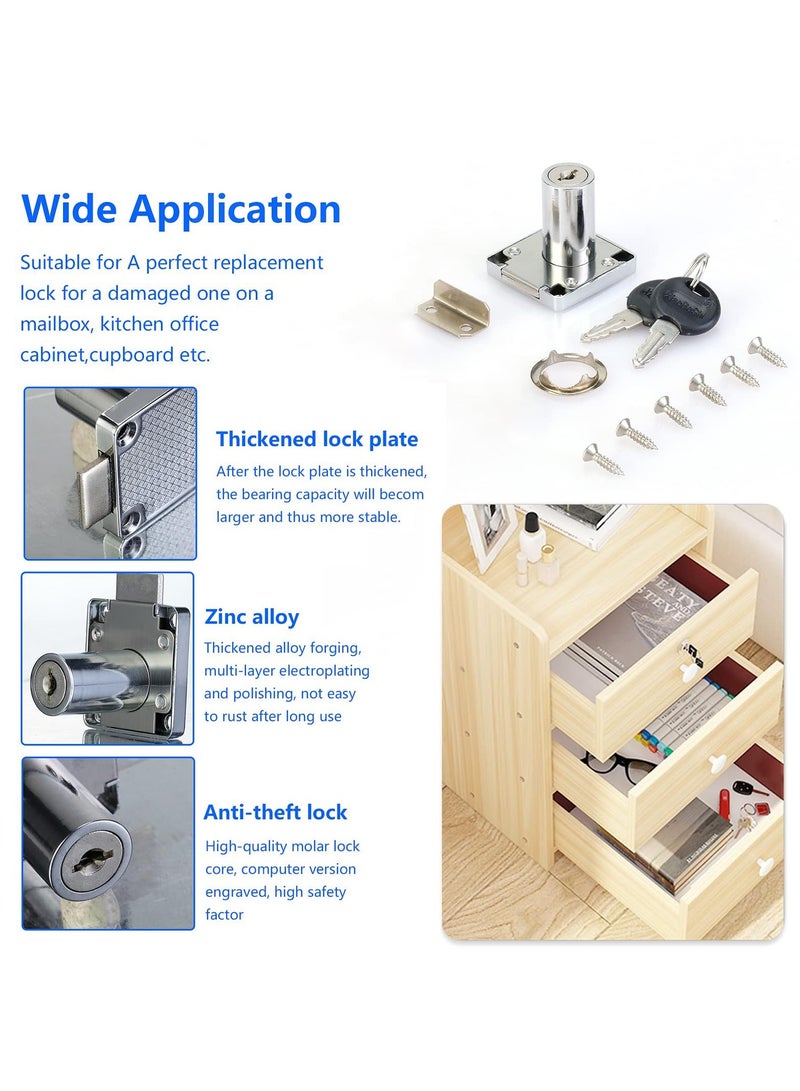 سانموجيد قفل كام قفل 32 مم، 4 قطع قفل خزانة أمان مع قفل خزانة بمفتاح قفل خزانة مختلف لخزانة الأثاث درج صندوق البريد المكتب المنزلي - Image 4