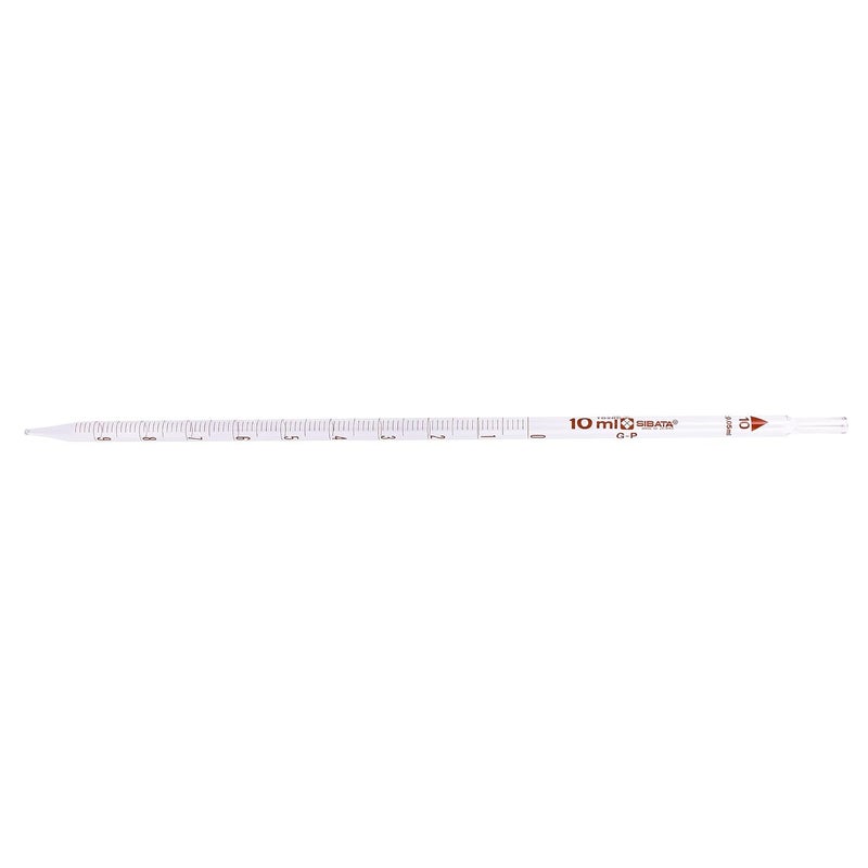 Sibata 20140-10A 10mL Serological Pipet, Graduated to The Tip, Reusable Glass, 1.4mm Hole Diameter (Pack of 12)