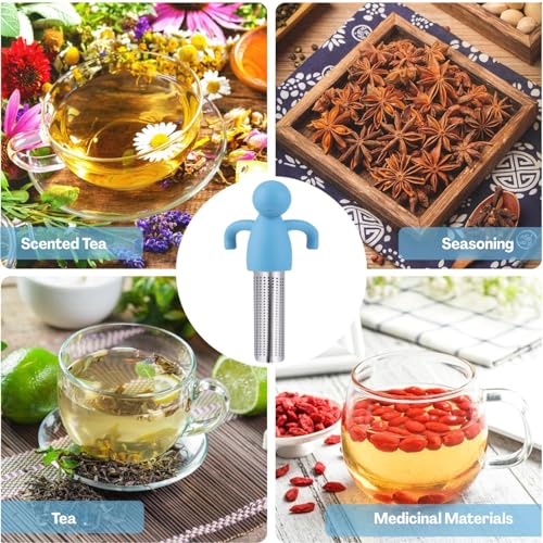 Flavizo Stainless Steel Tea Strainer Infuser with Fine Mesh Filter for Loose Leaf Herbal, Durable Reusable Handles for Hanging on teapots - Blue - Image 4