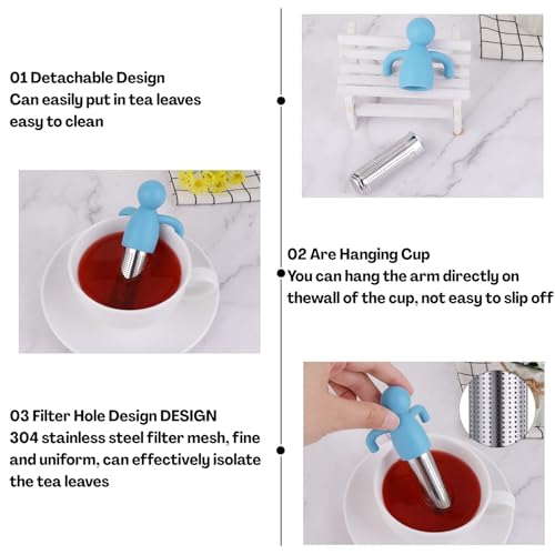 Flavizo Stainless Steel Tea Strainer Infuser with Fine Mesh Filter for Loose Leaf Herbal, Durable Reusable Handles for Hanging on teapots - Blue - Image 3