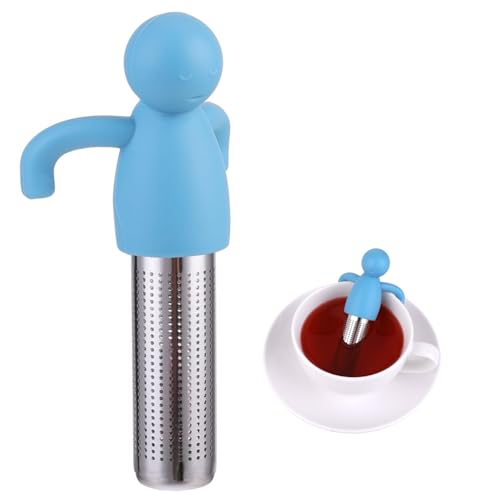 Flavizo Stainless Steel Tea Strainer Infuser with Fine Mesh Filter for Loose Leaf Herbal, Durable Reusable Handles for Hanging on teapots - Blue - Image 1
