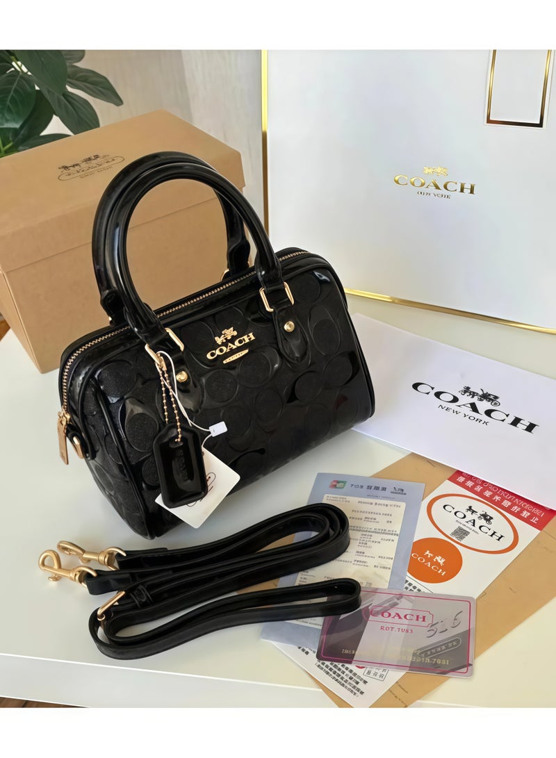 coachoutlet Coach Mini Boston Bag is a handbag, women's shoulder bag, crossbody bag, briefcase, clutch, and evening bag, as well as a shopping tote bag. For all occasions including work, travel, parties, and gift-giving. - Image 1