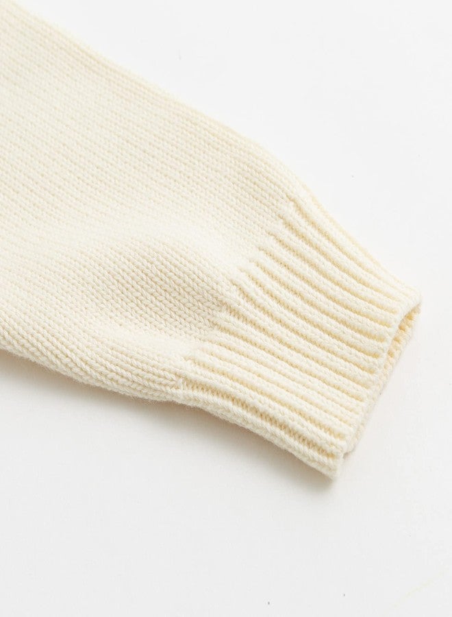 Curipeer Toddler Girls Knit Sweater Long Sleeve Crewneck Solid Pullover Knit Tops A-White - Image 4