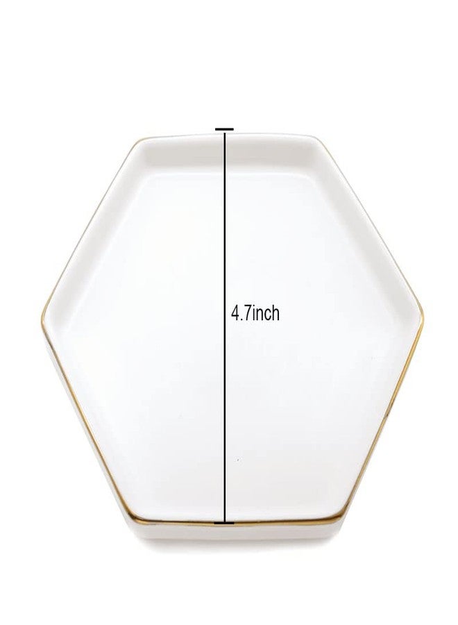 HANKOR 4.7 inch Ceramic Jewelry Dish Tray, Small Ring Holder Dish, White Catch All Trinket Tray for Keys Rings Earrings - Image 5