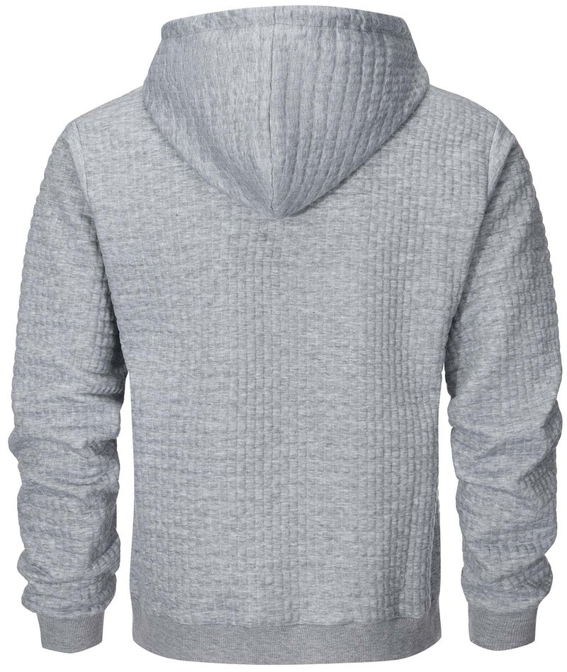 Keasmto Mens Hoodies Pullover Plaid Sweatshirts Hooded Drawstring Long Sleeve Casual Hoodie with Pockets ZH Light Grey S - Image 4