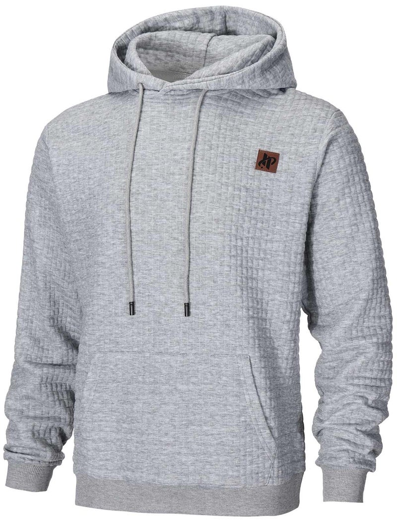 Keasmto Mens Hoodies Pullover Plaid Sweatshirts Hooded Drawstring Long Sleeve Casual Hoodie with Pockets ZH Light Grey S - Image 3