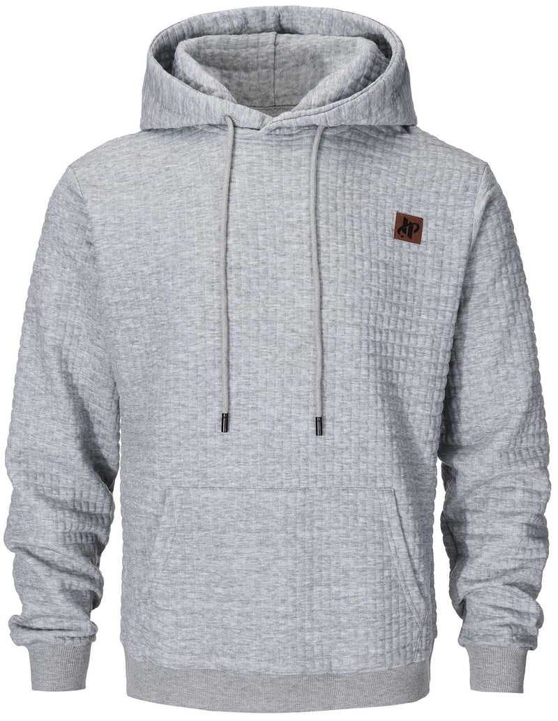 Keasmto Mens Hoodies Pullover Plaid Sweatshirts Hooded Drawstring Long Sleeve Casual Hoodie with Pockets ZH Light Grey S - Image 1