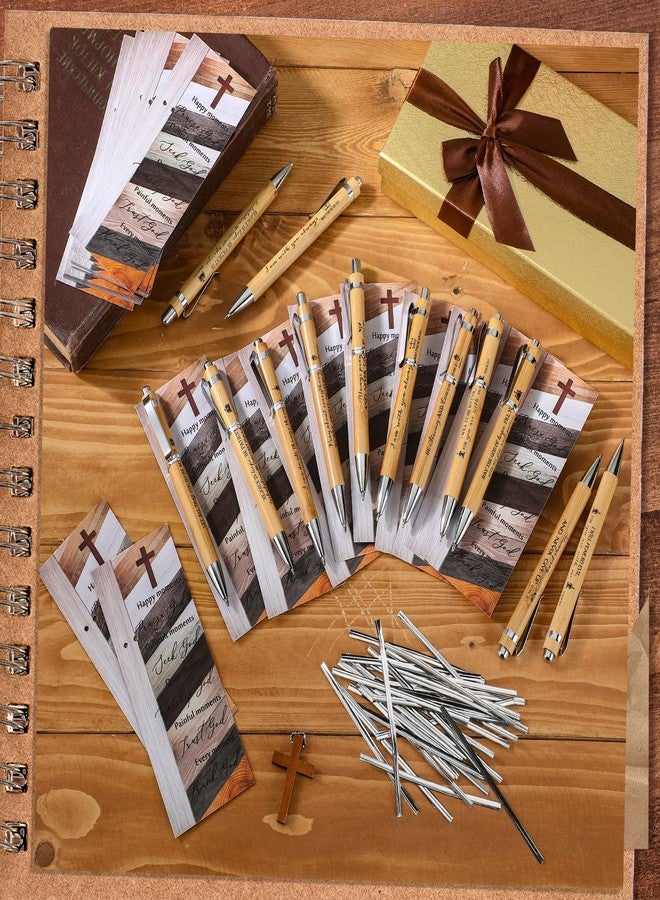 Chivertion 50 Sets Easter Christian Gift Bulk Bible Verse Bamboo Pens with Bookmarks Church Religious Mothers Day Gifts for Women Coworker Office Writing Favor - Image 5