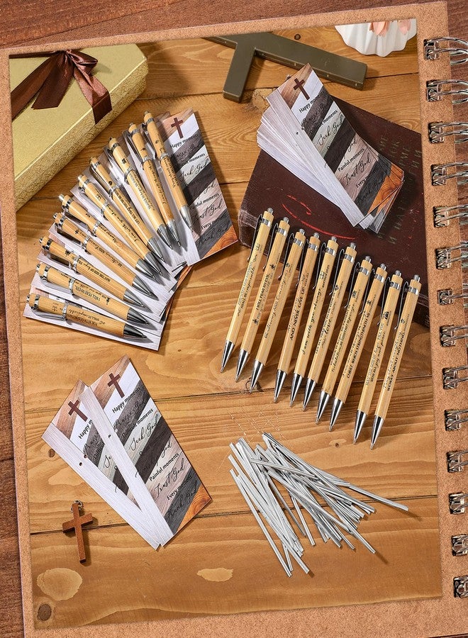 Chivertion 50 Sets Easter Christian Gift Bulk Bible Verse Bamboo Pens with Bookmarks Church Religious Mothers Day Gifts for Women Coworker Office Writing Favor - Image 4