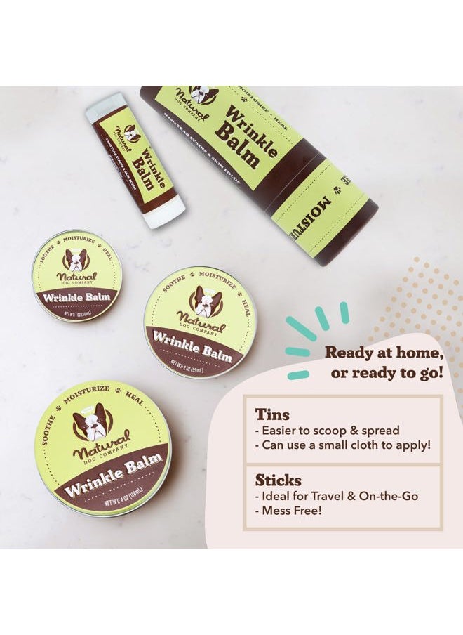 Natural Dog Company - Wrinkle Balm for Dog Wrinkles (0.15 oz) All-Natural, Lick-Safe Dog Lotion for Dry Itchy Skin, French Bulldog Skin Care, Moisturizes & Cleans Wrinkle Folds, Plant-Based, Made in USA - Image 1